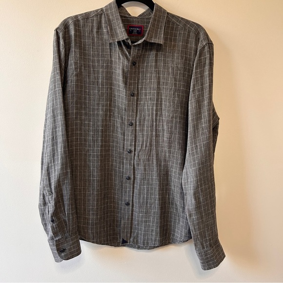 UNTUCKit Men's Size Large Checkered Long Sleeve Dress Shirt Linen Slim Fit - Picture 2 of 8